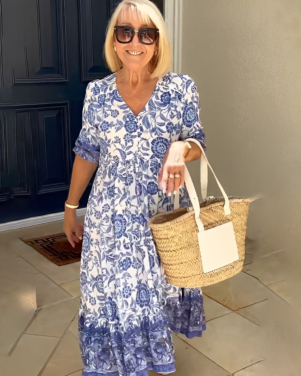 Ellie | Vestido Floral Elegante con Cuello en V