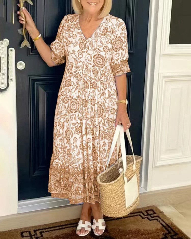 Ellie | Vestido Floral Elegante con Cuello en V