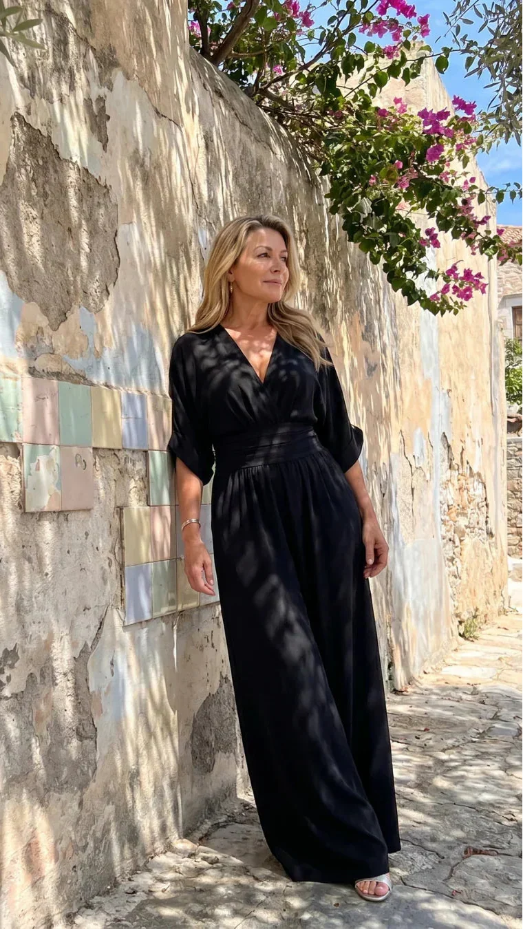 Emene | Jumpsuit Elegante de Pierna Amplia y Escote en V