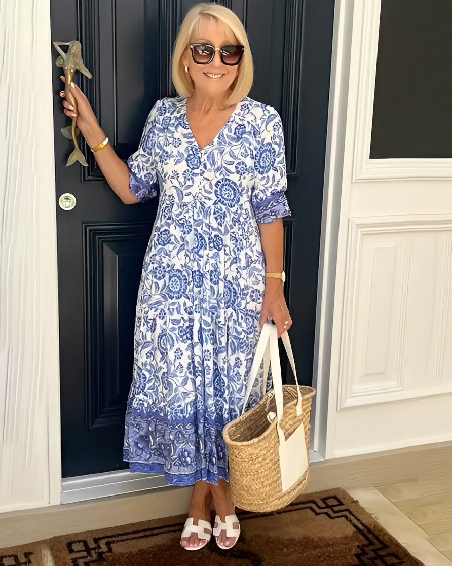 Ellie | Vestido Floral Elegante con Cuello en V