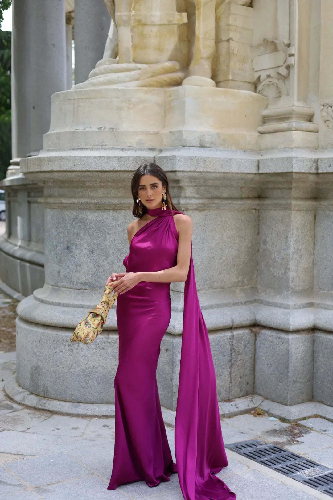 Vestido de Fiesta Largo de Satén con Espalda Descubierta y Cinta - Cannes