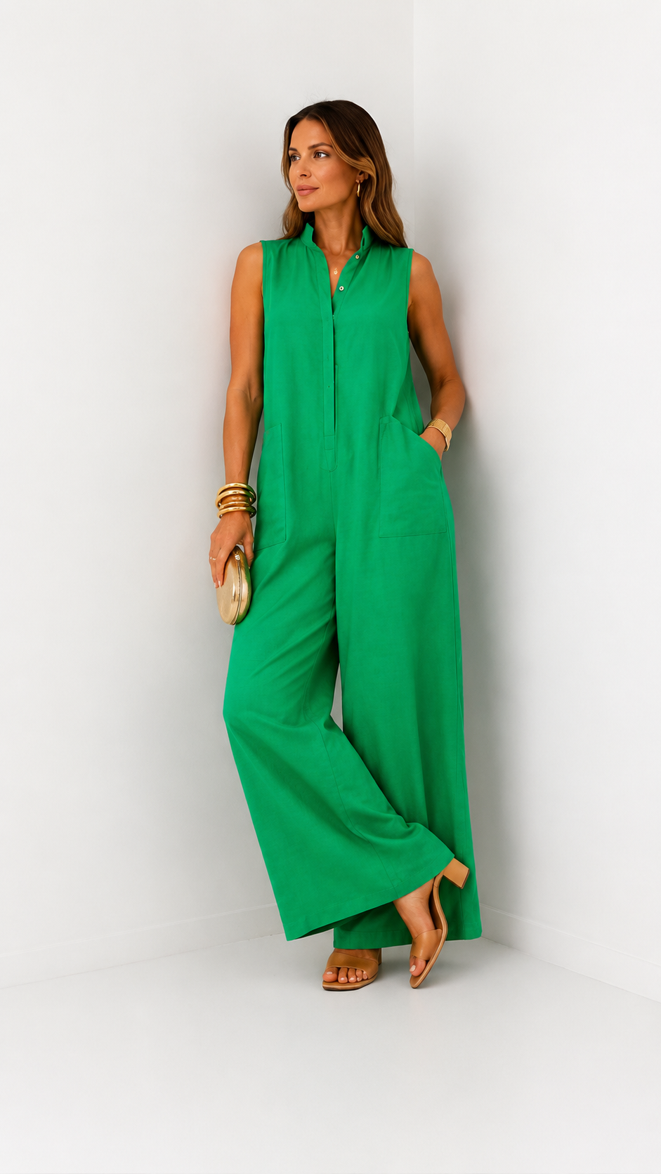 Claire | Jumpsuit Elegante de Lino, Corte Amplio y Cómodo