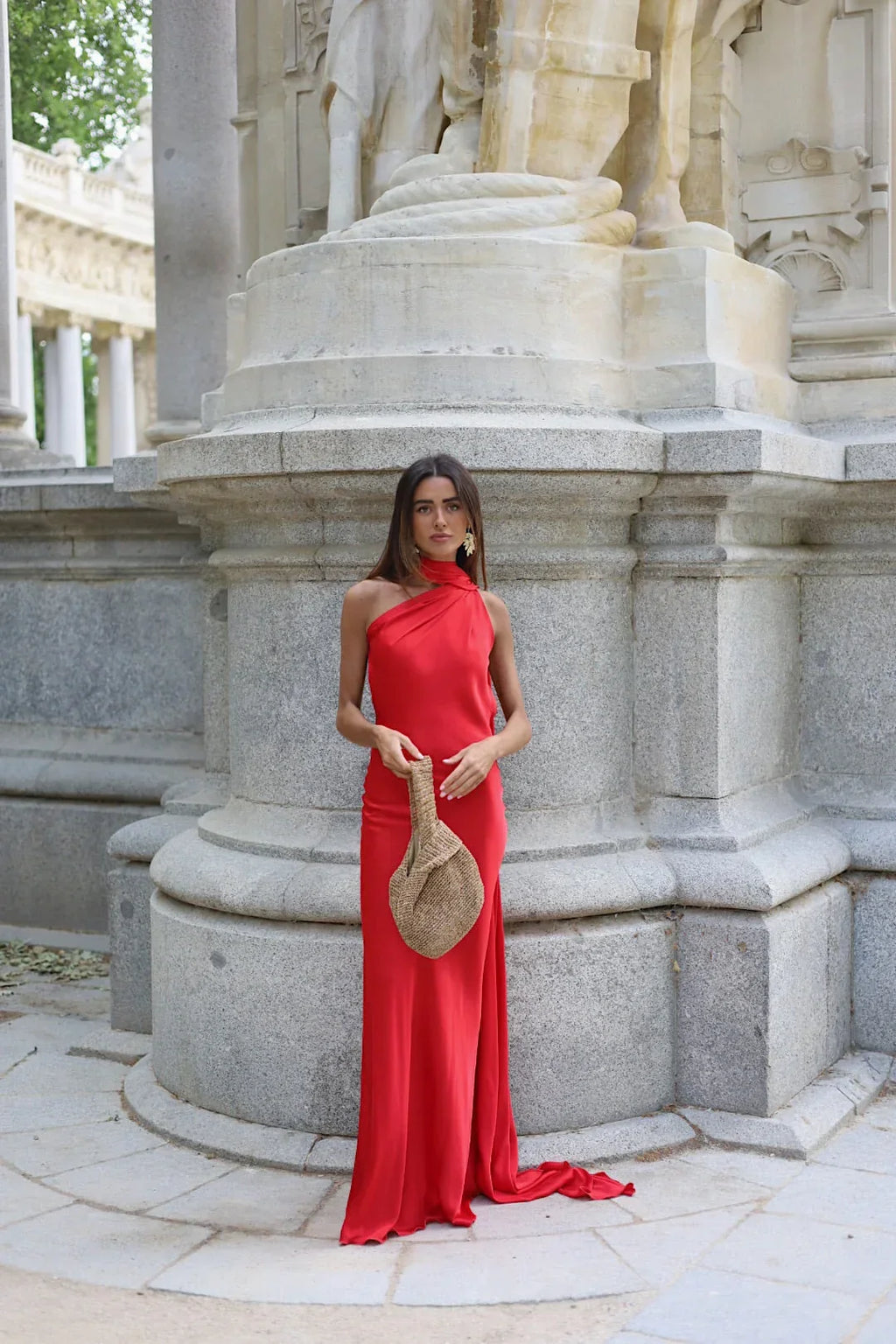 Vestido de Fiesta Largo de Satén con Espalda Descubierta y Cinta - Cannes