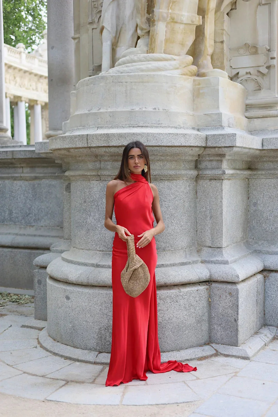 Vestido de Fiesta Largo de Satén con Espalda Descubierta y Cinta - Cannes
