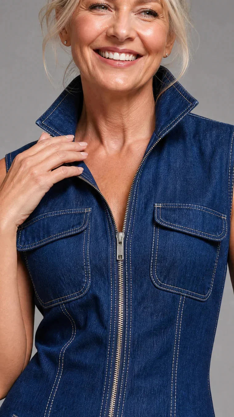 Samantha | Jumpsuit en Mezclilla Elegante de Pierna Amplia