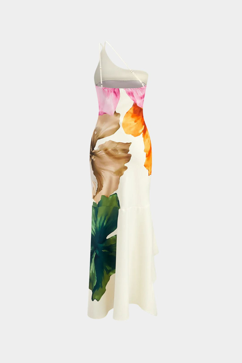 Vestido Largo Floral Asimétrico con Abertura Estampado Acuarela - Santorini