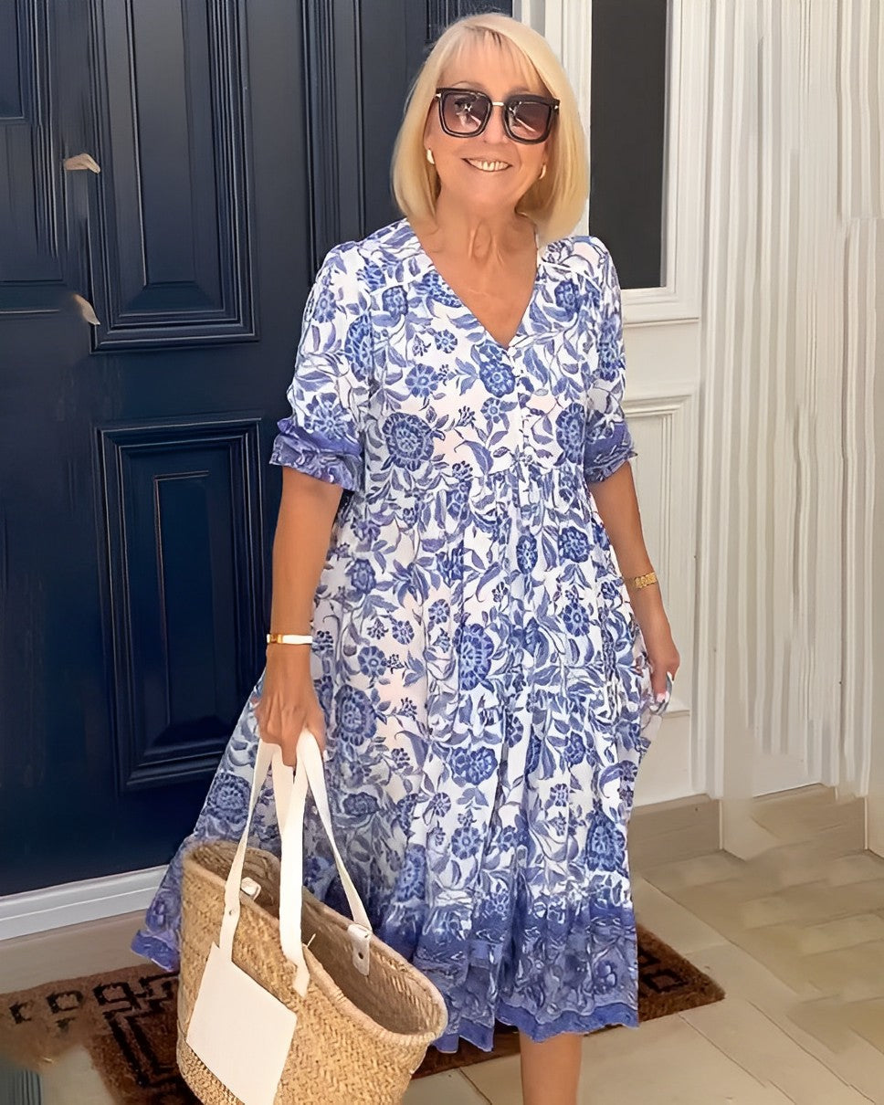 Ellie | Vestido Floral Elegante con Cuello en V