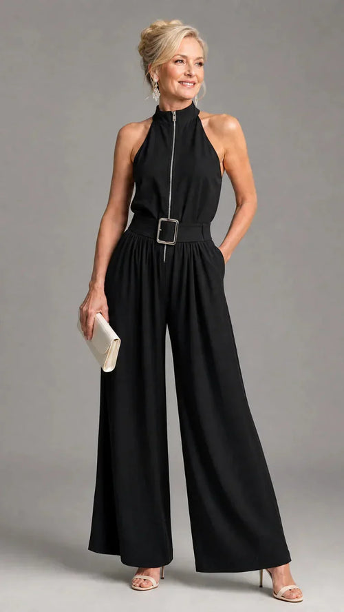 Astrielle | Jumpsuit Elegante de Cuello Alto con Cinturón