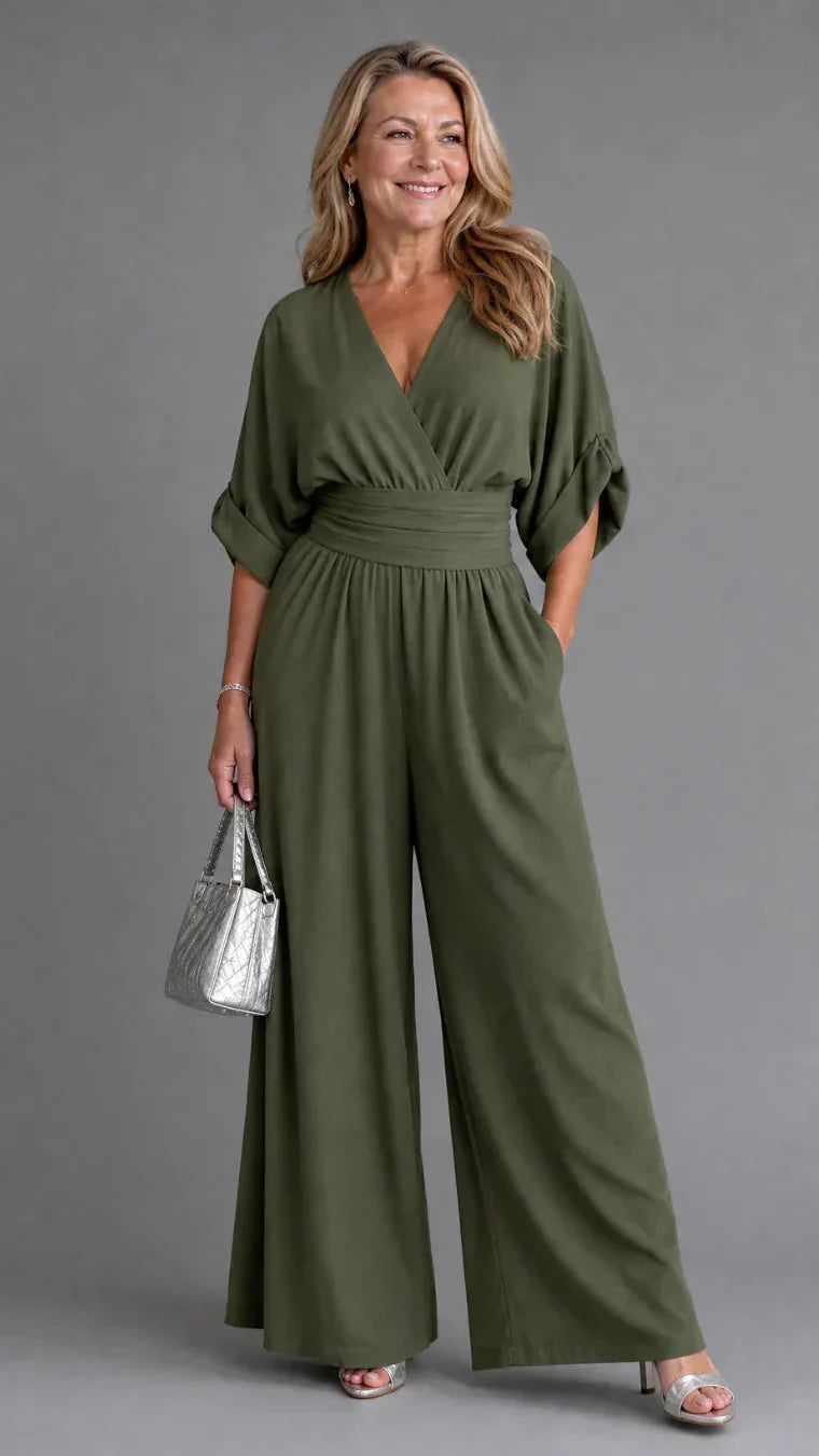 Emene | Jumpsuit Elegante de Pierna Amplia y Escote en V