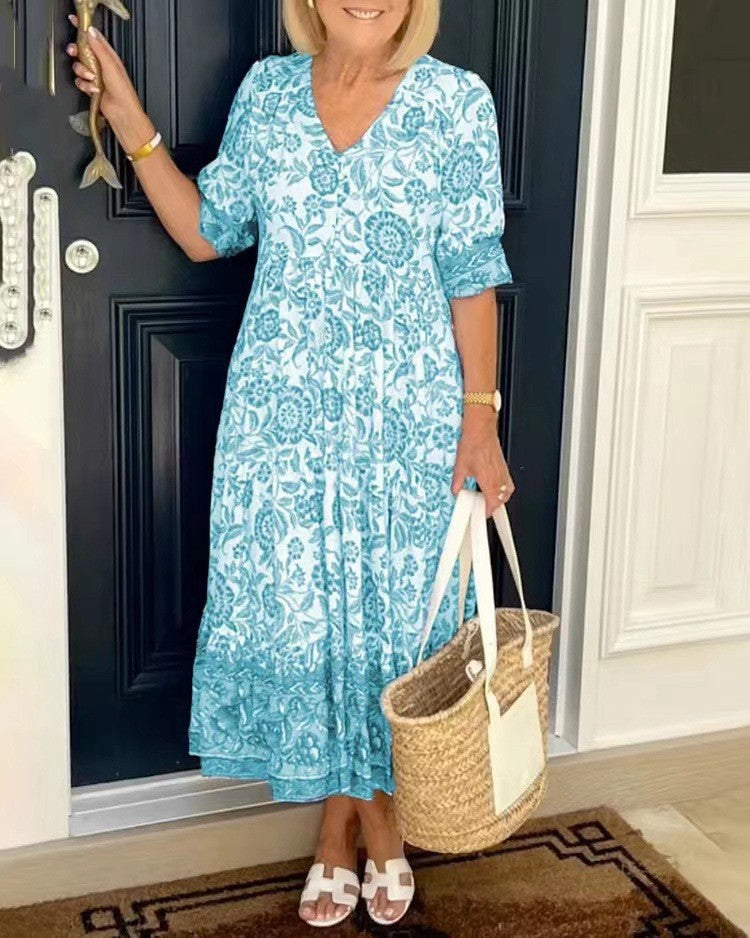 Ellie | Vestido Floral Elegante con Cuello en V
