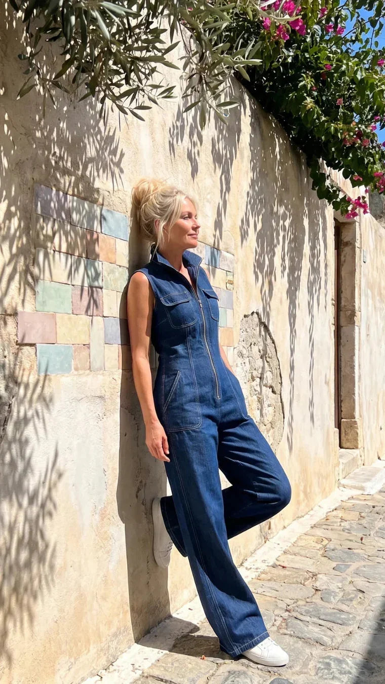 Samantha | Jumpsuit en Mezclilla Elegante de Pierna Amplia