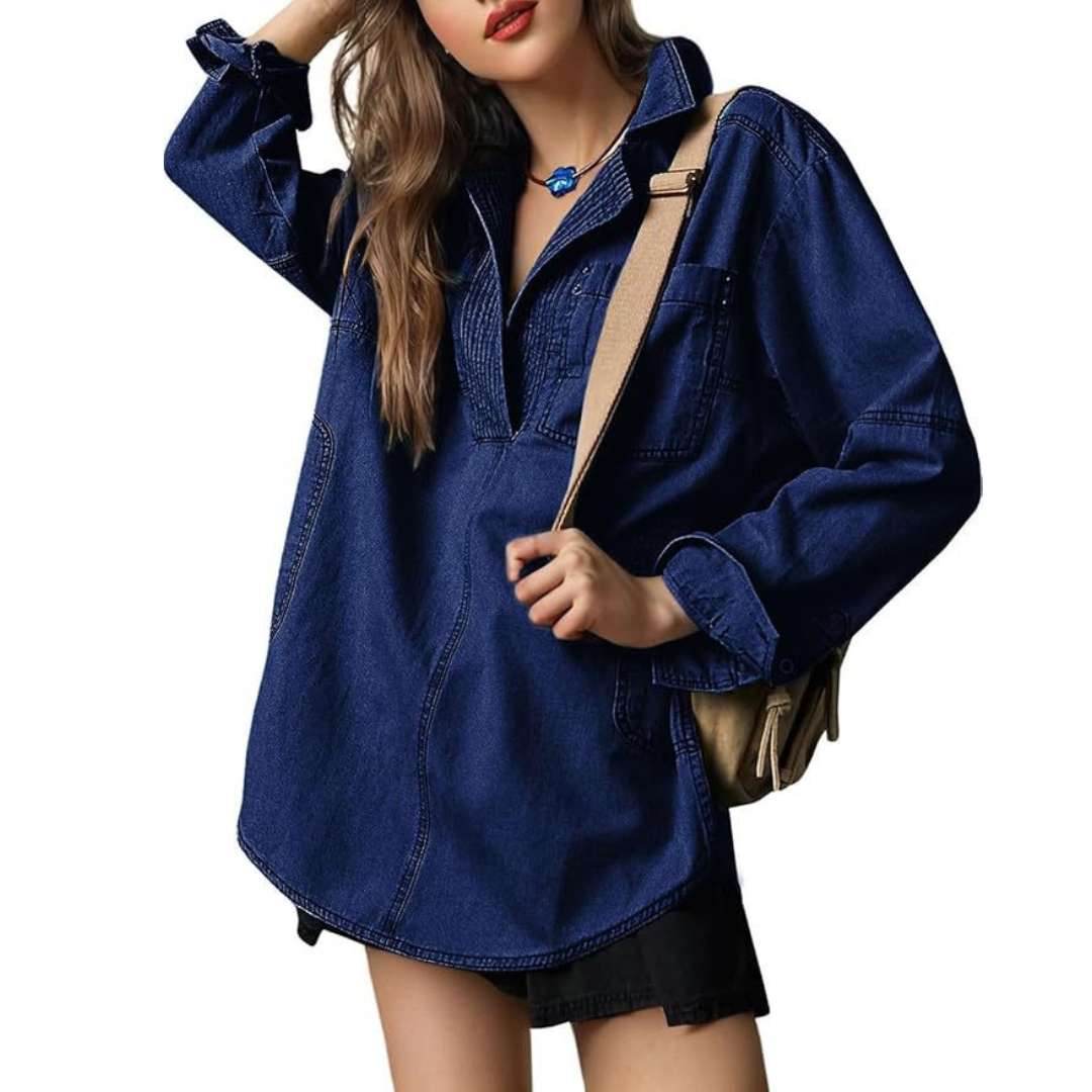 Emilia | Túnica Chic de Mezclilla con Cuello en V