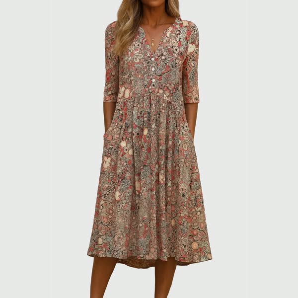 Evelyn | Vestido Midi Elegante con Bolsas