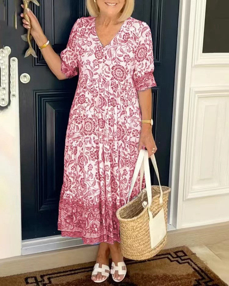 Ellie | Vestido Floral Elegante con Cuello en V