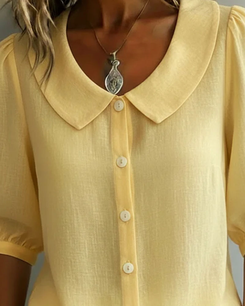 Emma | Camisa de algodón de manga media con cuello Claudine