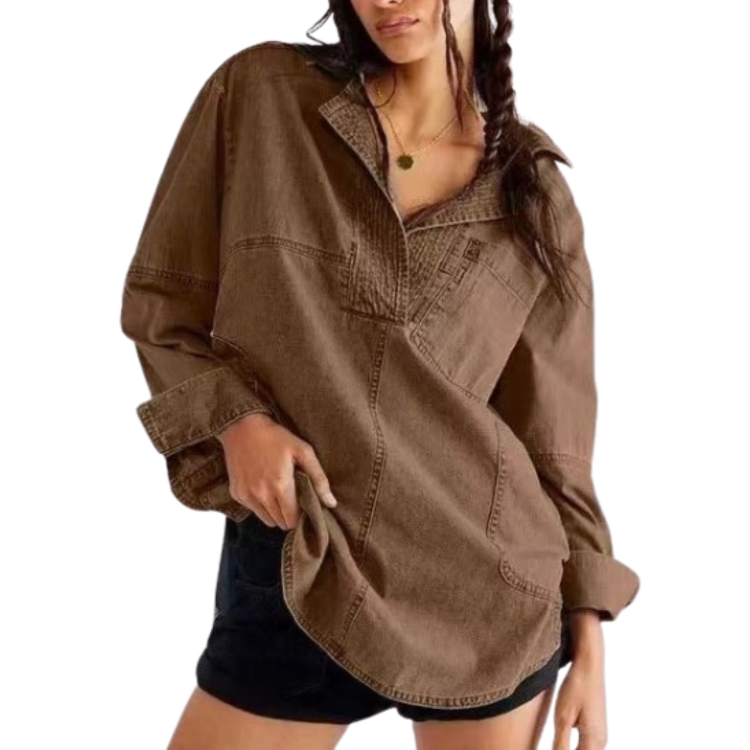 Emilia | Túnica Chic de Mezclilla con Cuello en V