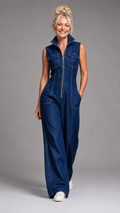 Samantha | Jumpsuit en Mezclilla Elegante de Pierna Amplia