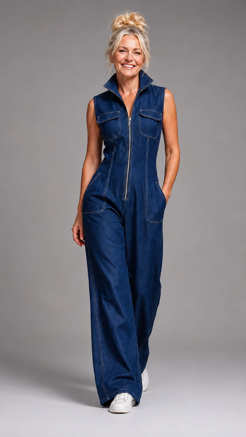 Samantha | Jumpsuit en Mezclilla Elegante de Pierna Amplia