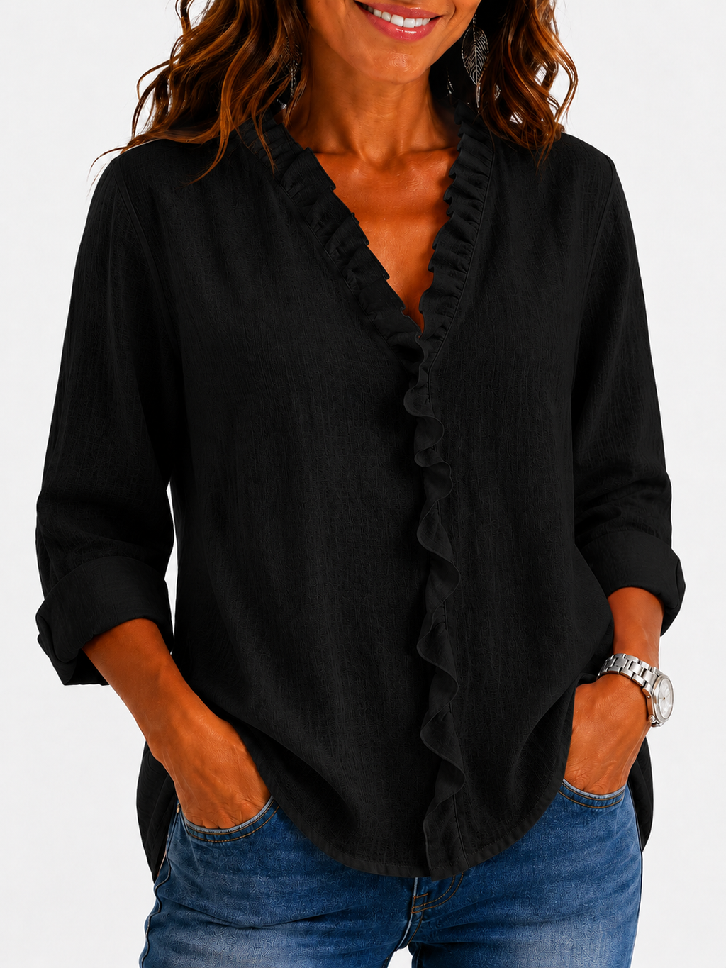 Beatrice | Blusa fruncida de cuello en V