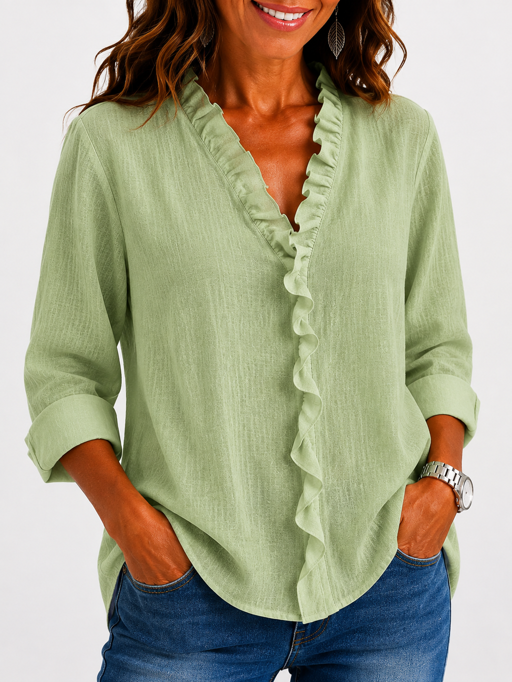 Beatrice | Blusa fruncida de cuello en V