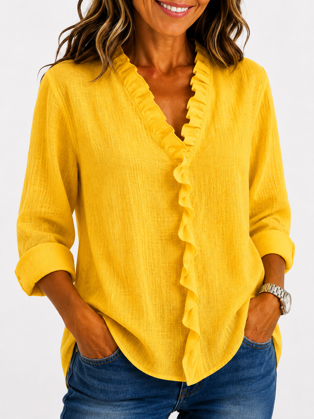 Beatrice | Blusa fruncida de cuello en V