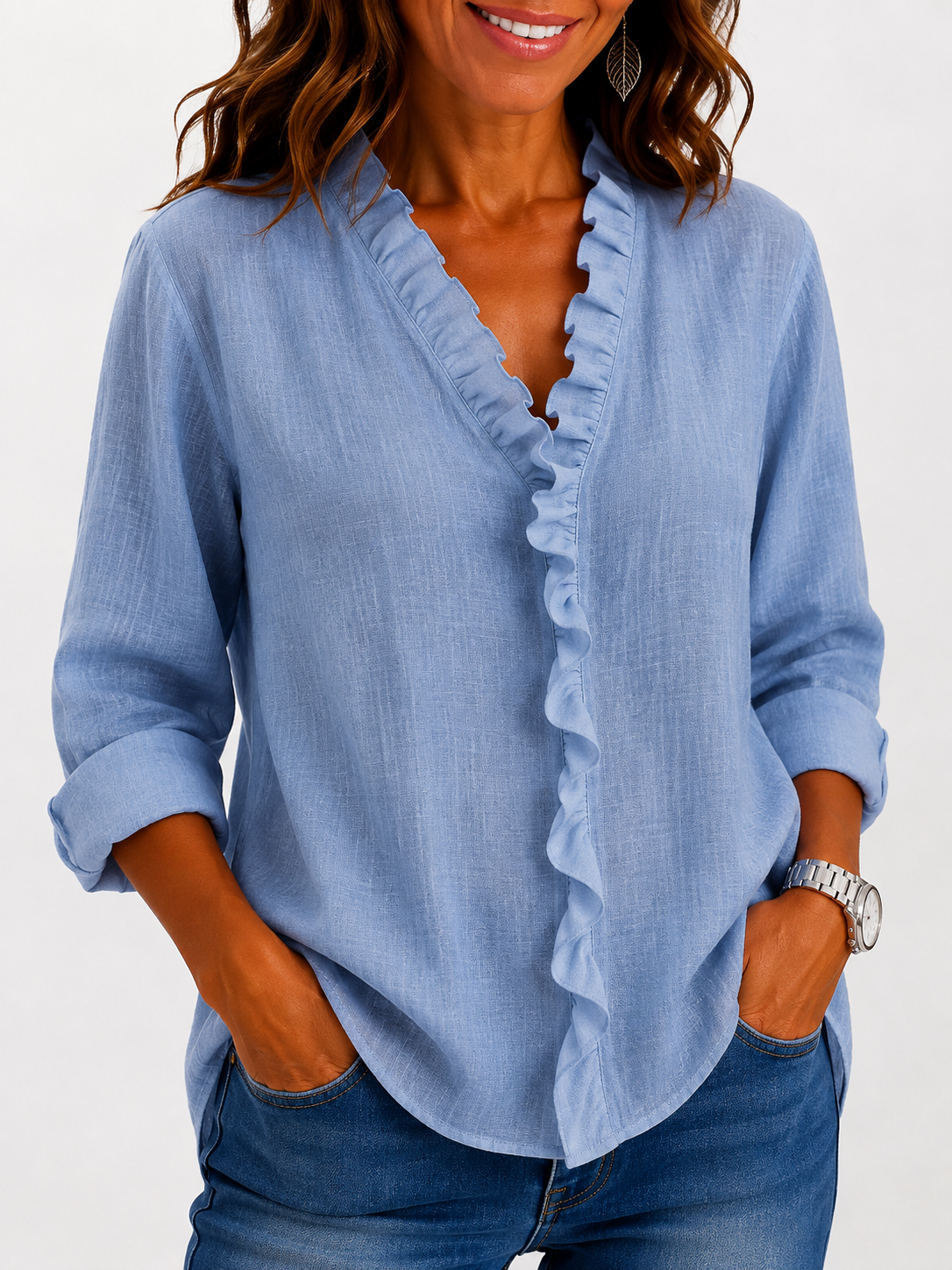 Beatrice | Blusa fruncida de cuello en V