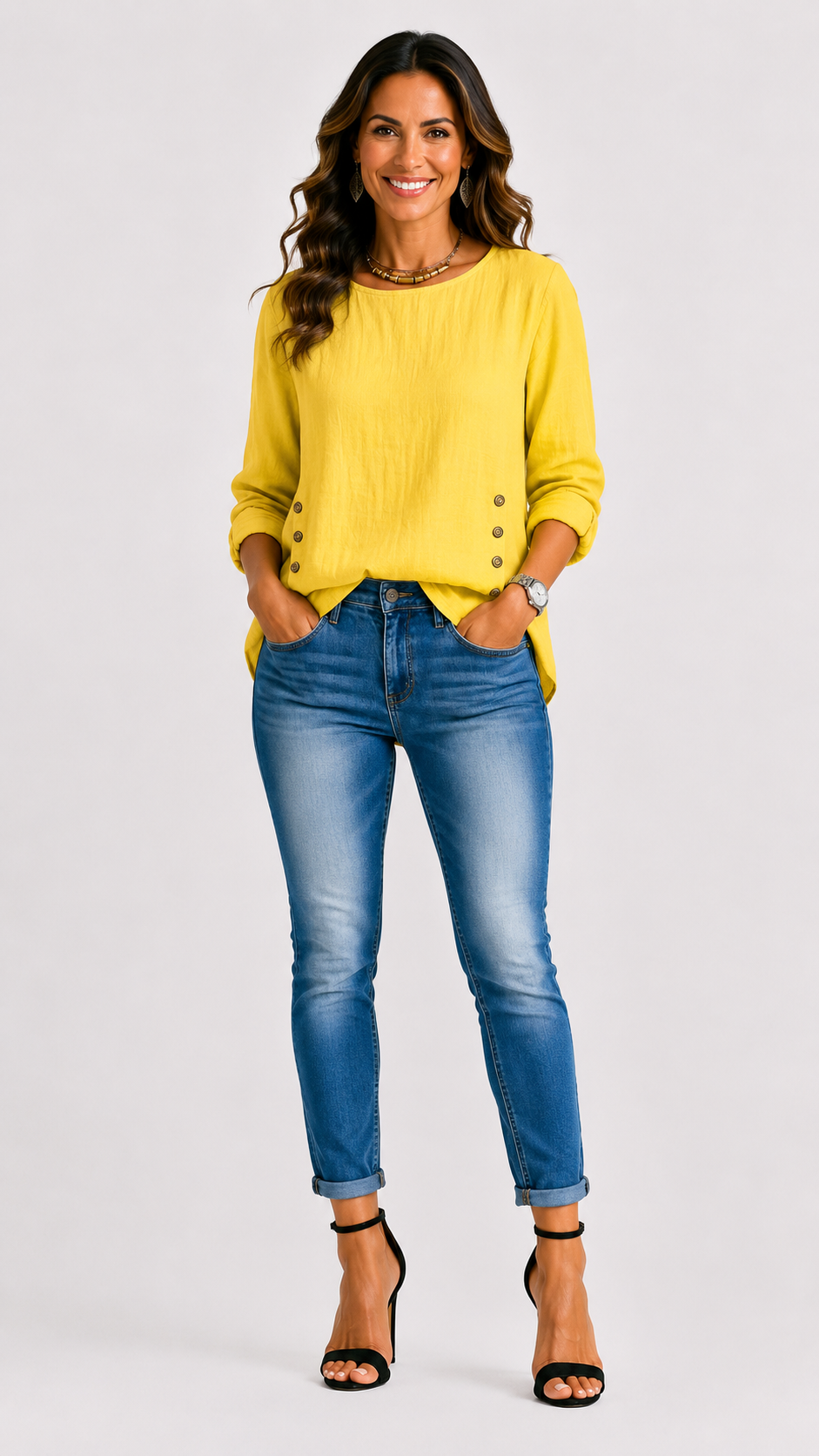 Cara | Top relajado con botón decorativo
