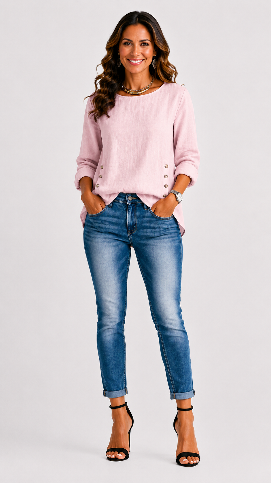 Cara | Top relajado con botón decorativo