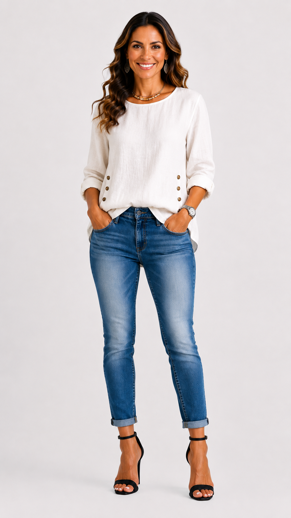 Cara | Top relajado con botón decorativo