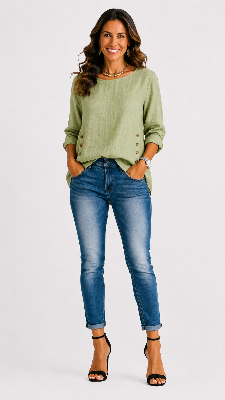 Cara | Top relajado con botón decorativo
