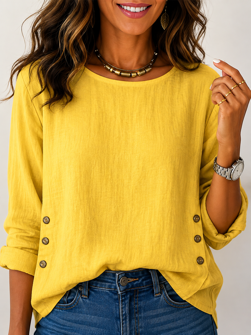 Cara | Top relajado con botón decorativo