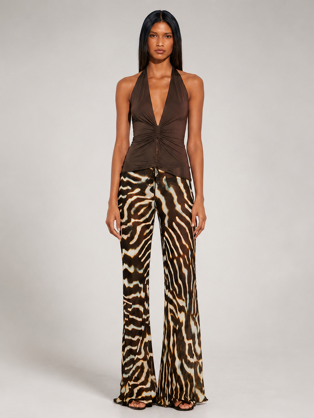 Pantalón Palazzo de Chiffon con Estampado de Cebra - Ibiza