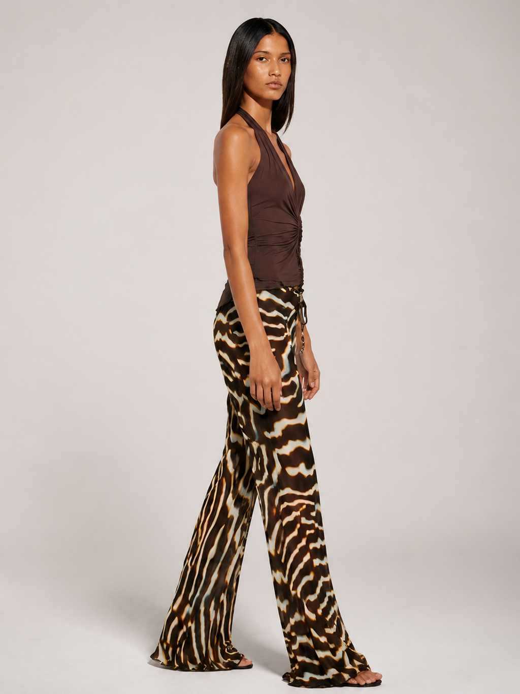 Pantalón Palazzo de Chiffon con Estampado de Cebra - Ibiza