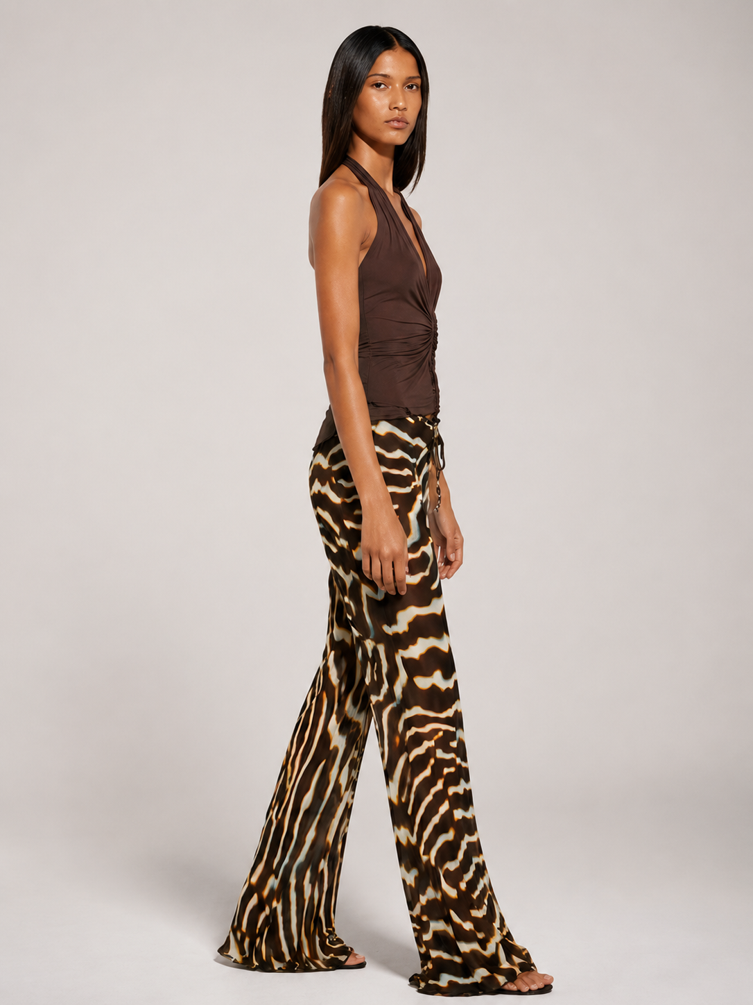 Pantalón Palazzo de Chiffon con Estampado de Cebra - Ibiza