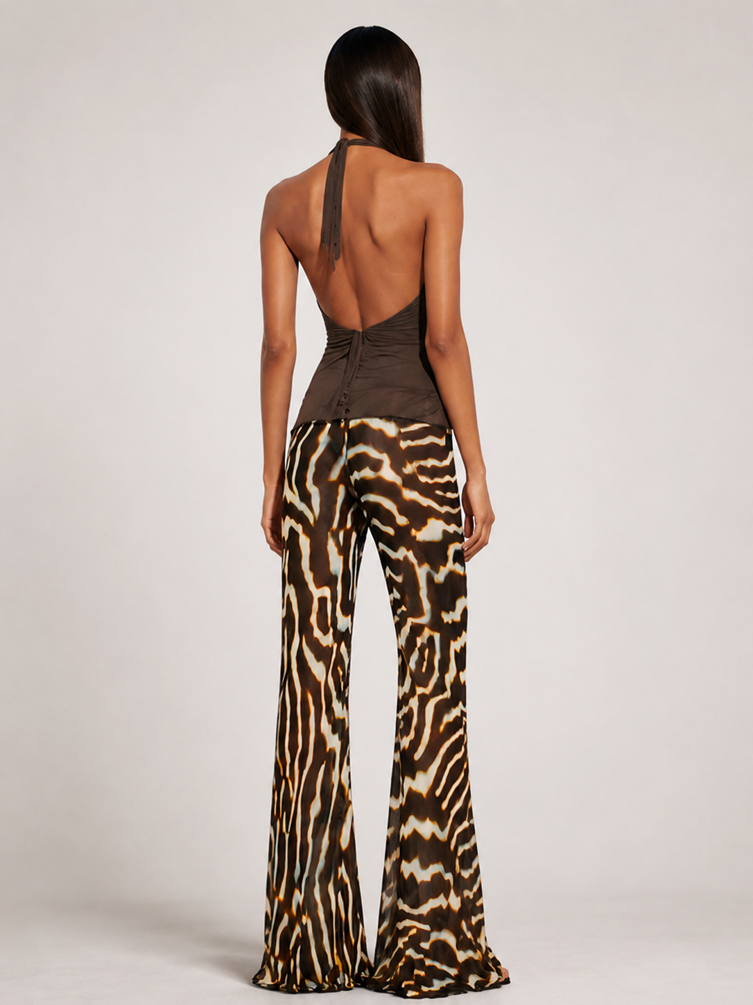 Pantalón Palazzo de Chiffon con Estampado de Cebra - Ibiza