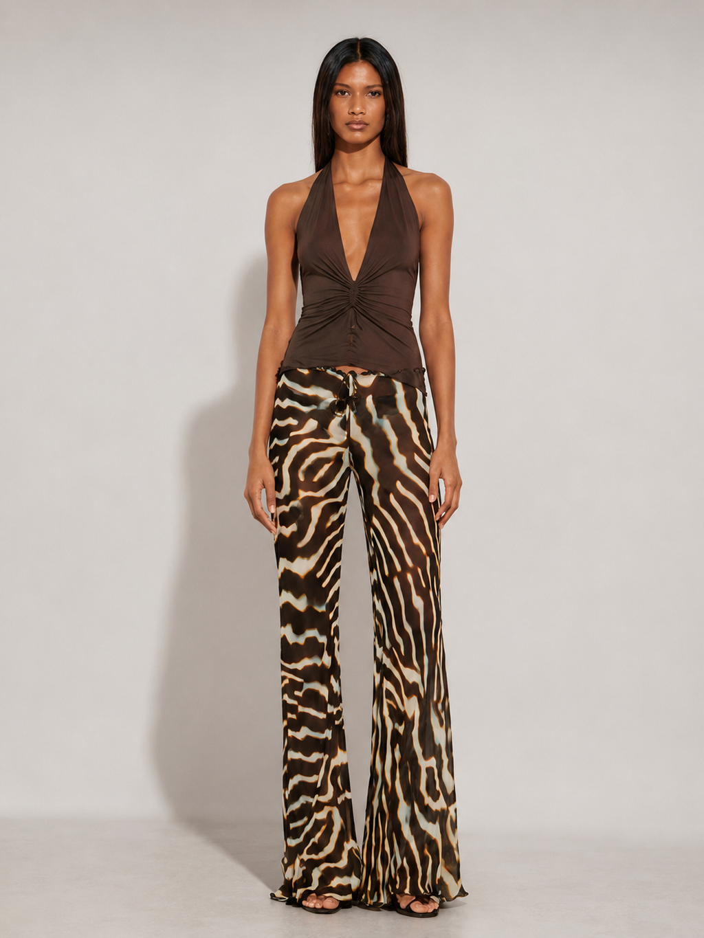 Pantalón Palazzo de Chiffon con Estampado de Cebra - Ibiza