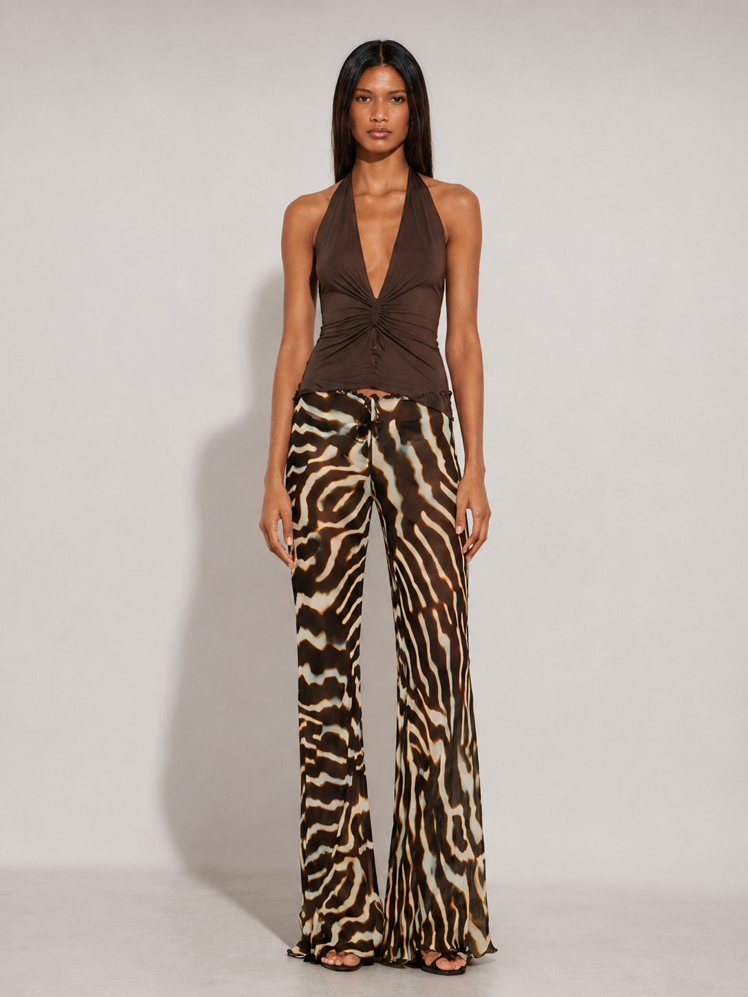 Pantalón Palazzo de Chiffon con Estampado de Cebra - Ibiza