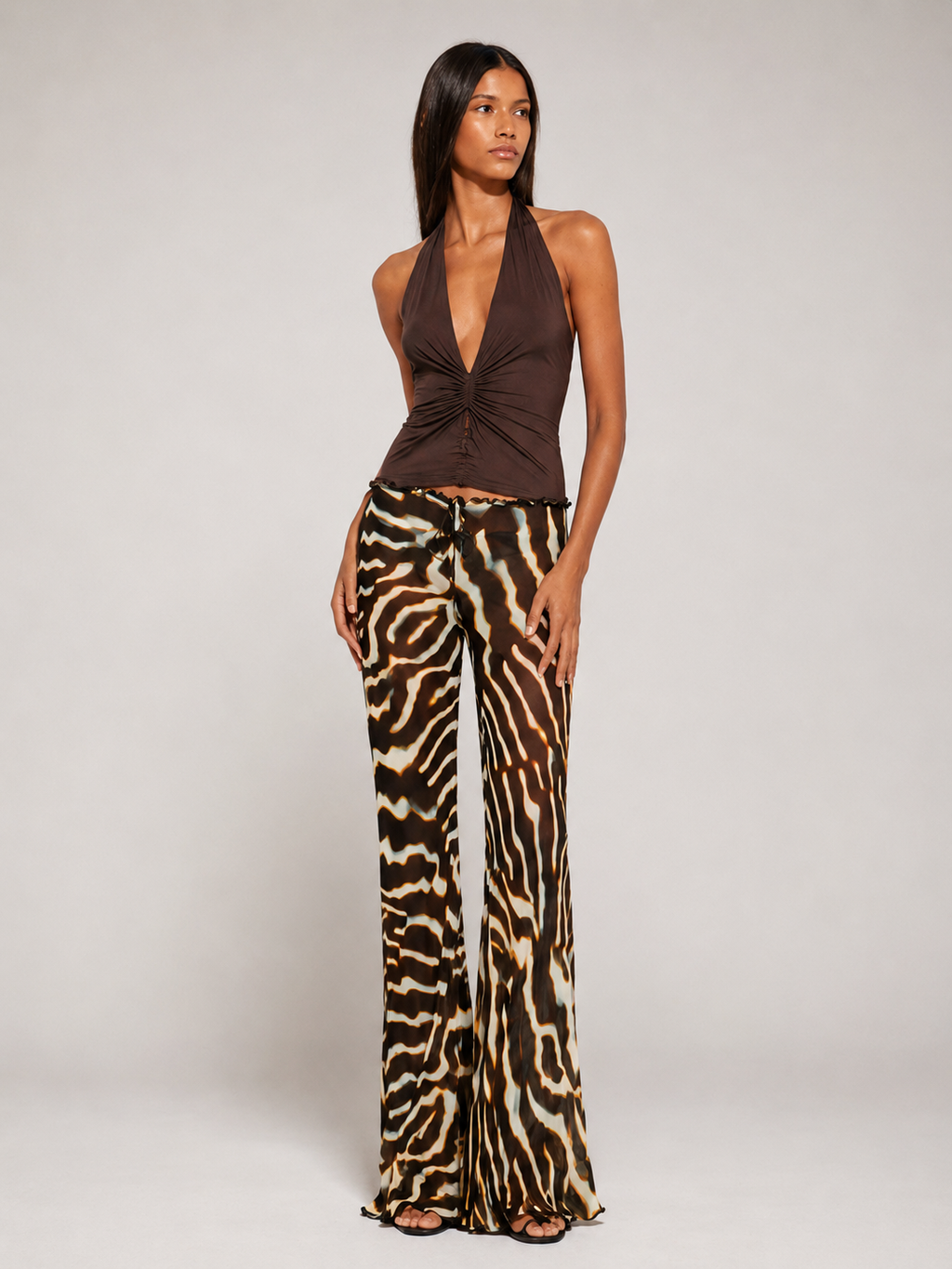 Pantalón Palazzo de Chiffon con Estampado de Cebra - Ibiza