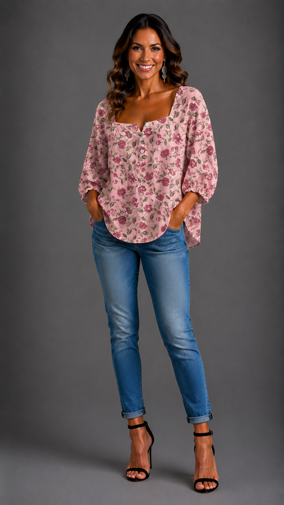Amelia | Blusa sencilla de cuello cuadrado y manga larga
