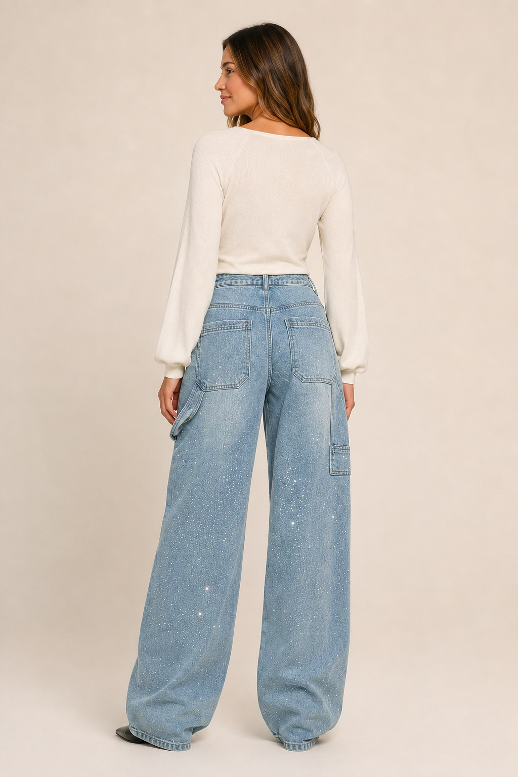 Pantalón de Mezclilla Wide Leg Carpenter con Brillo - Bruges