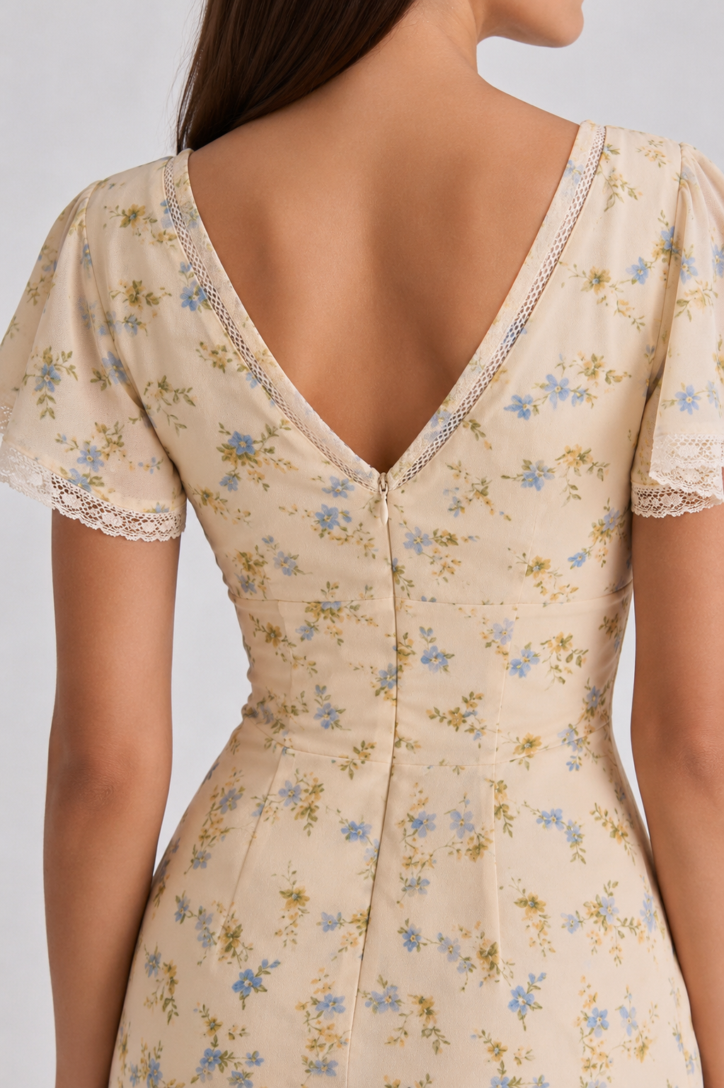 Vestido Largo Floral con Manga Princesa – Jamylle