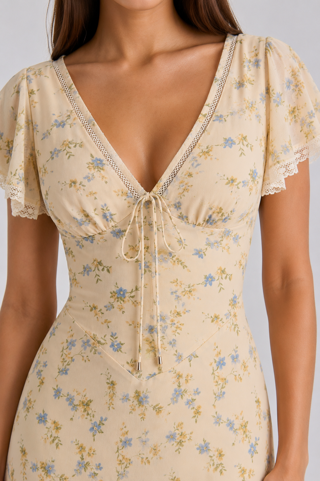 Vestido Largo Floral con Manga Princesa – Jamylle