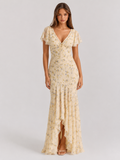 Vestido Largo Floral con Manga Princesa – Jamylle