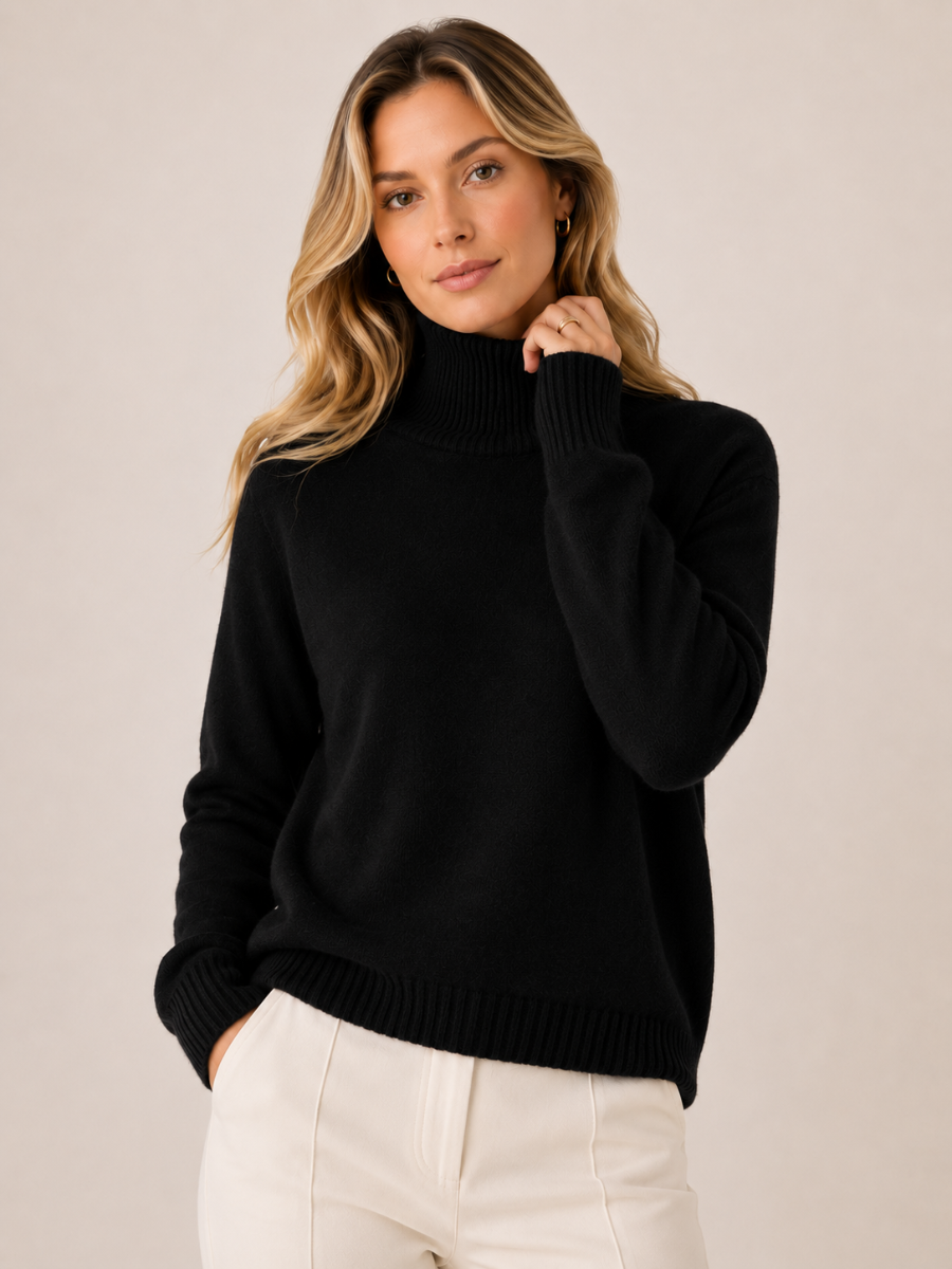 Suéter Femenino de Lana Merino y Cashmere Cuello Alto – Génova