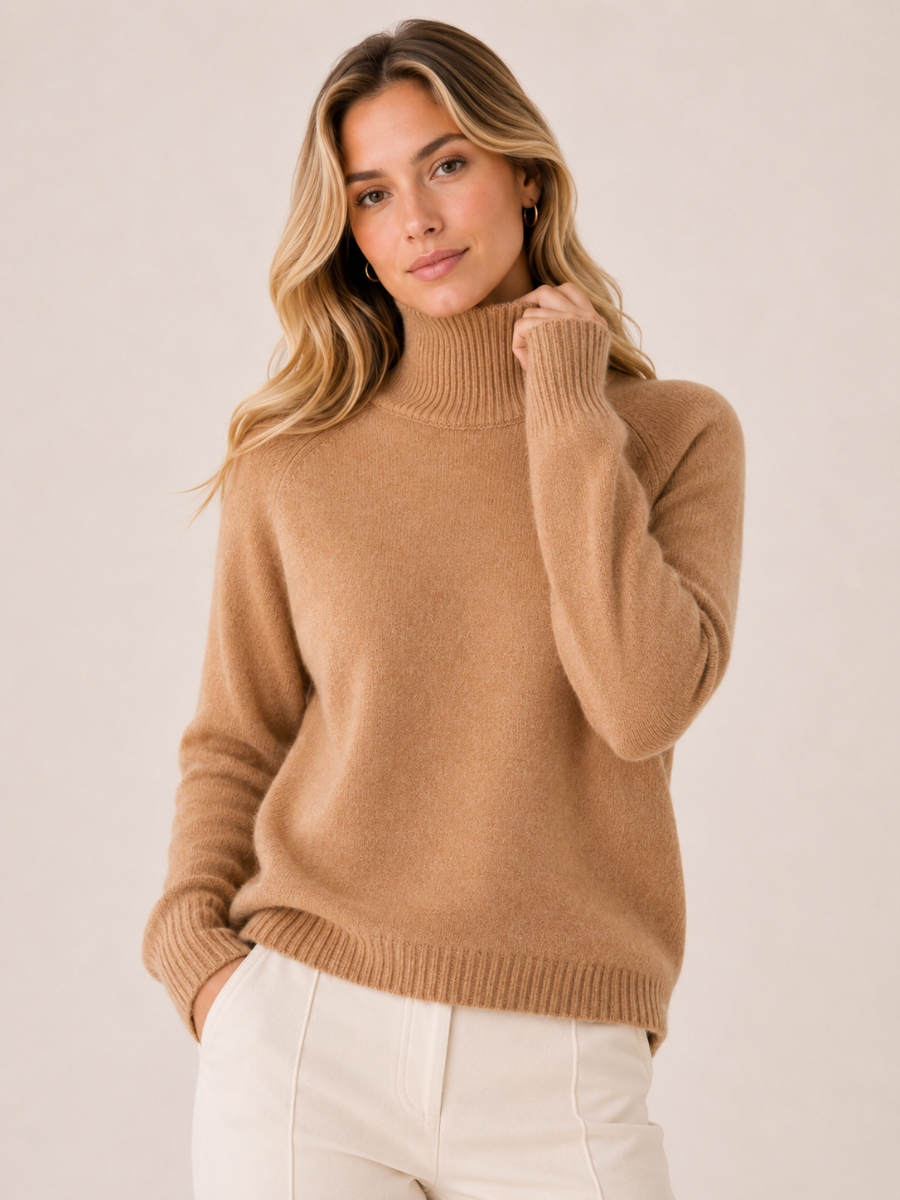 Suéter Femenino de Lana Merino y Cashmere Cuello Alto – Génova