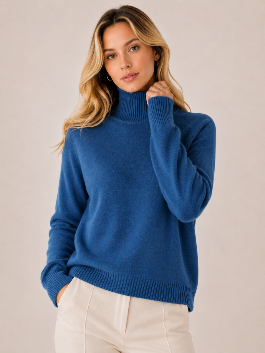 Suéter Femenino de Lana Merino y Cashmere Cuello Alto – Génova