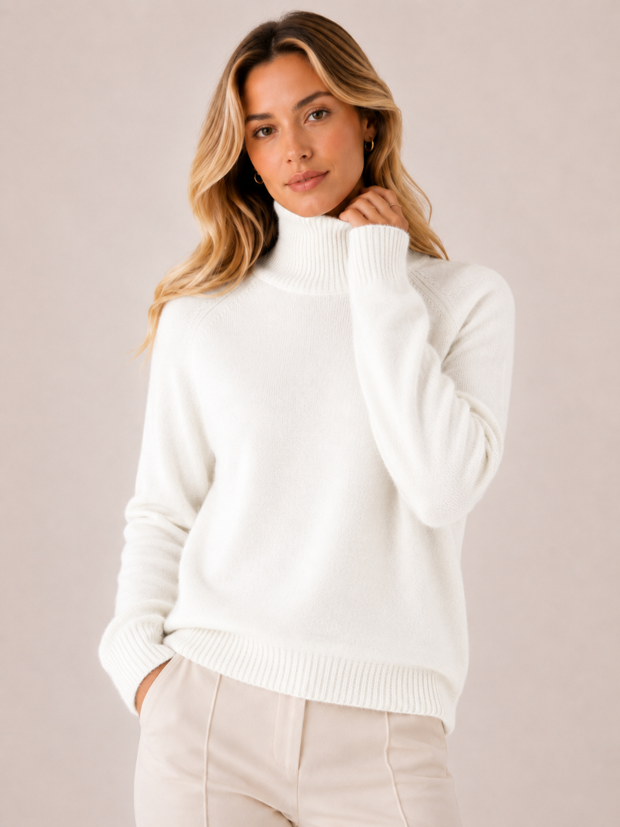 Suéter Femenino de Lana Merino y Cashmere Cuello Alto – Génova