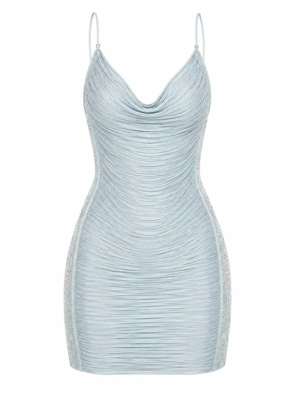 Vestido Corto Azul Claro Ajustado con Espalda Descubierta - Capri