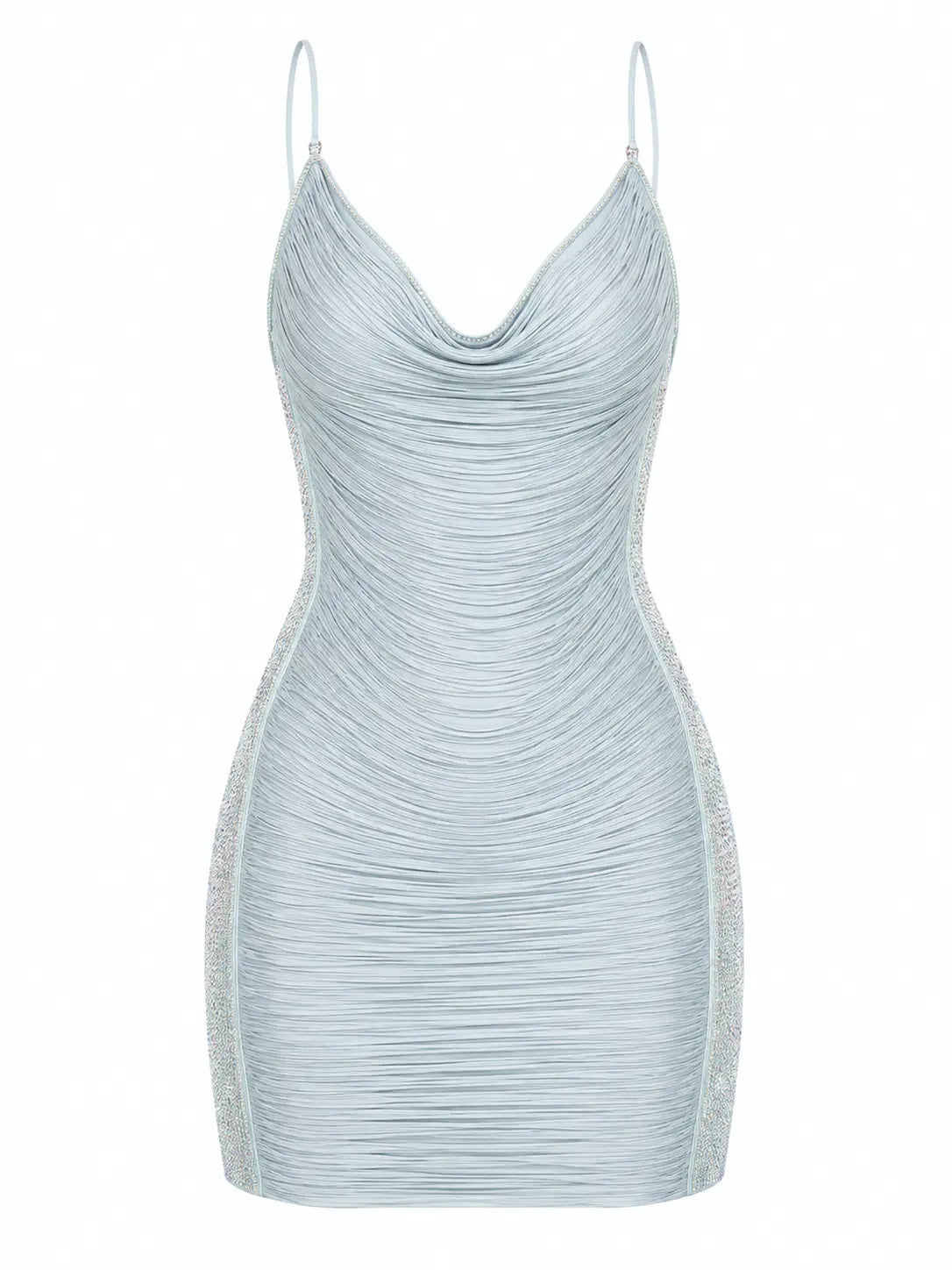 Vestido Corto Azul Claro Ajustado con Espalda Descubierta - Capri