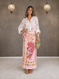 Conjunto Rosa Estampado de Tigre con Camisa y Falda Larga - Jaipur